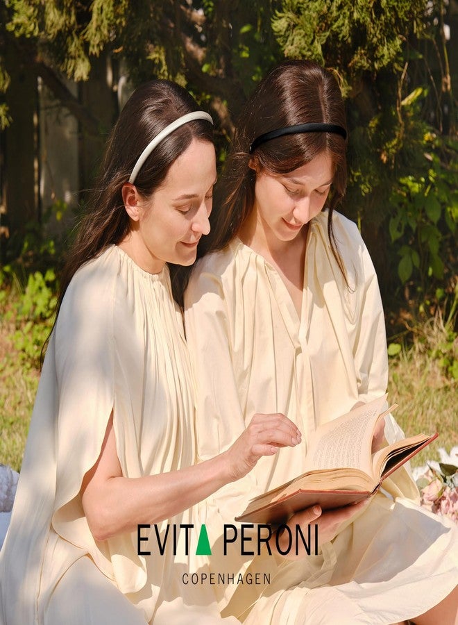 EVITA PERONI Silk Headband Thin Headbands for women Satin Headbands Non Slip and Comfortable Hairband for Women-Black - Image 2